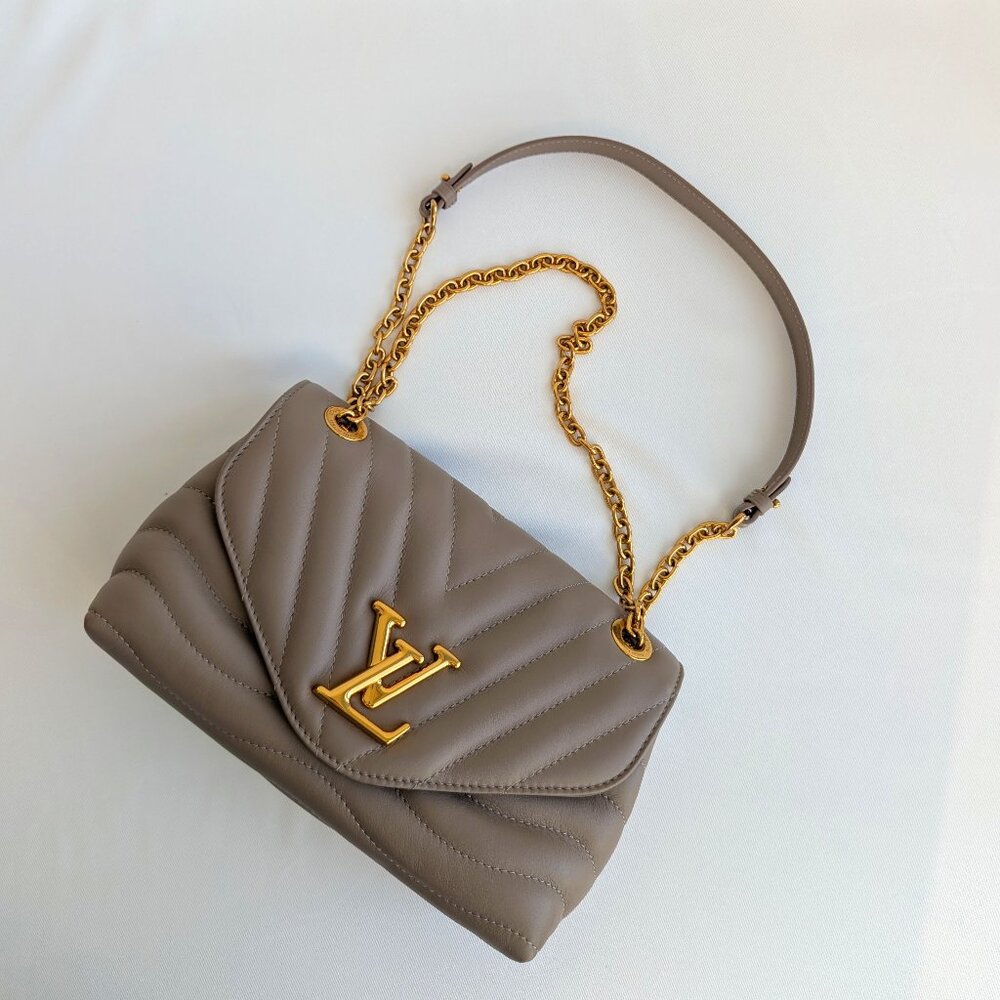 Louis Vuitton calfskin new wave chain bag taupe